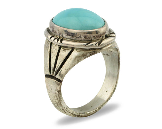 Navajo Ring .925 Silver Turquoise Native American Artist C.80's
