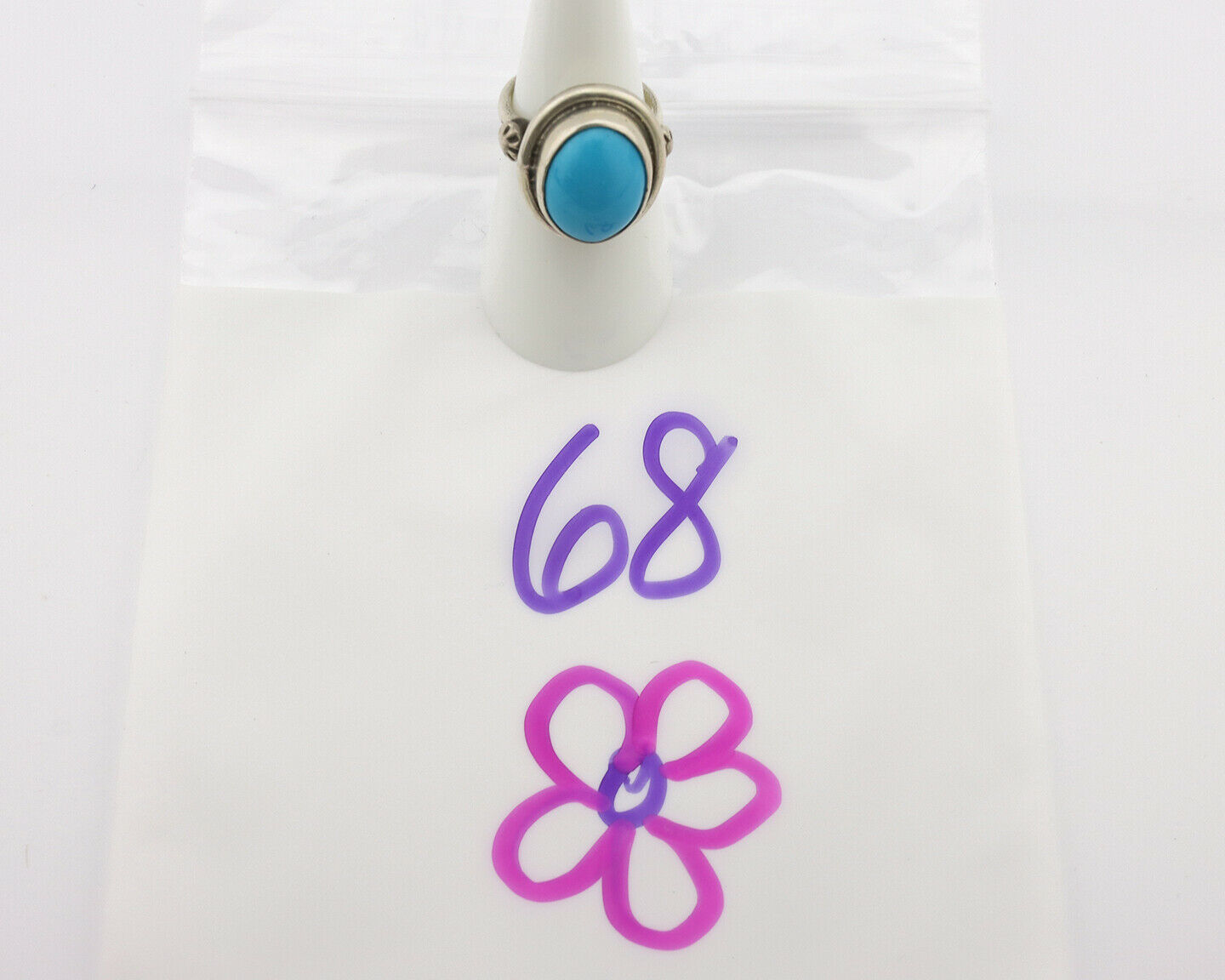 Navajo Ring .925 Silver Natural Blue Turquoise Native American Artist C.1980's
