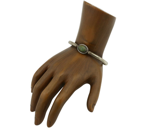 Navajo Bracelet .925 Silver Spiderweb Turquoise Native American Artist C.90's