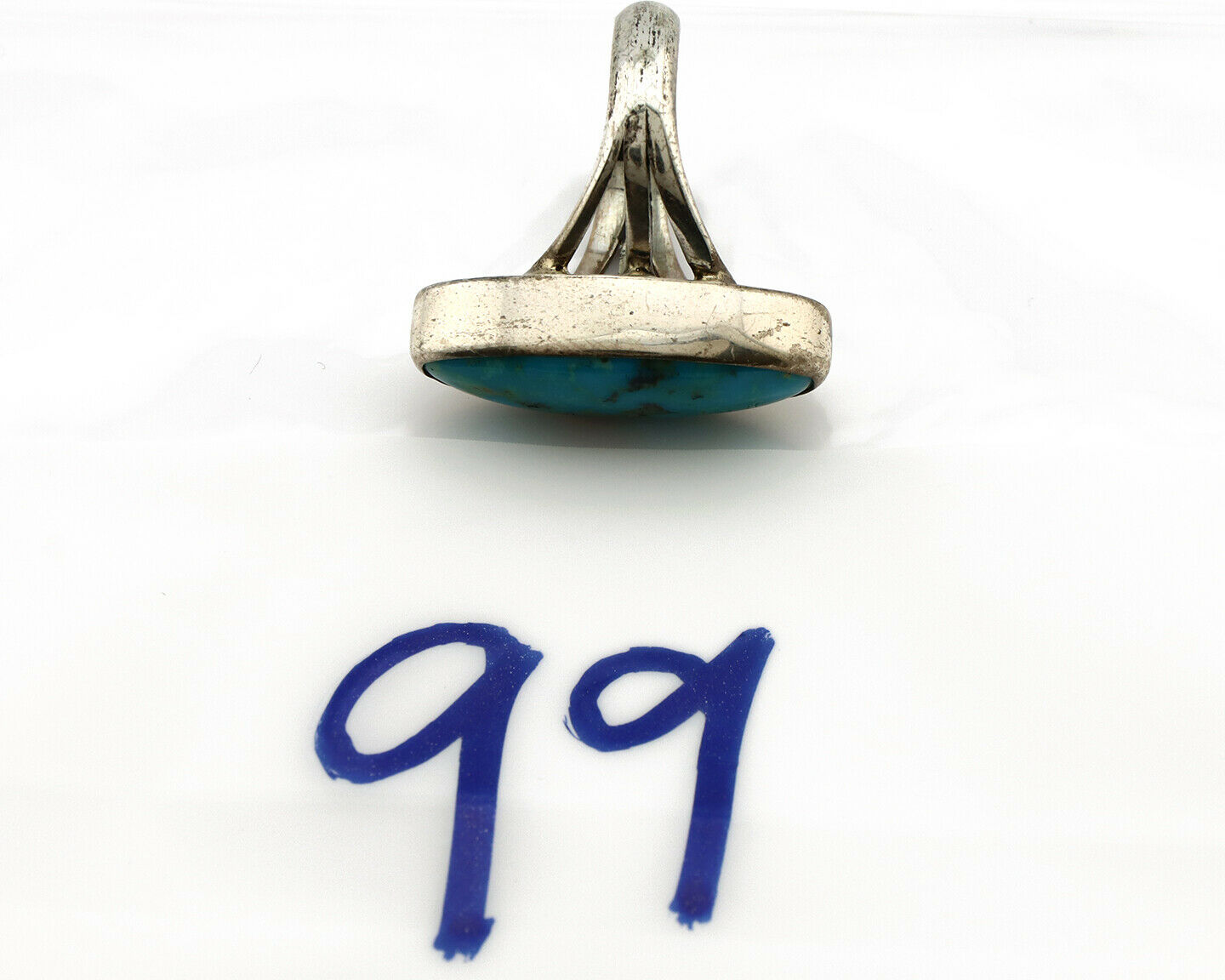 Navajo Ring .925 Silver Arizona Turquoise Native American Artist C80s