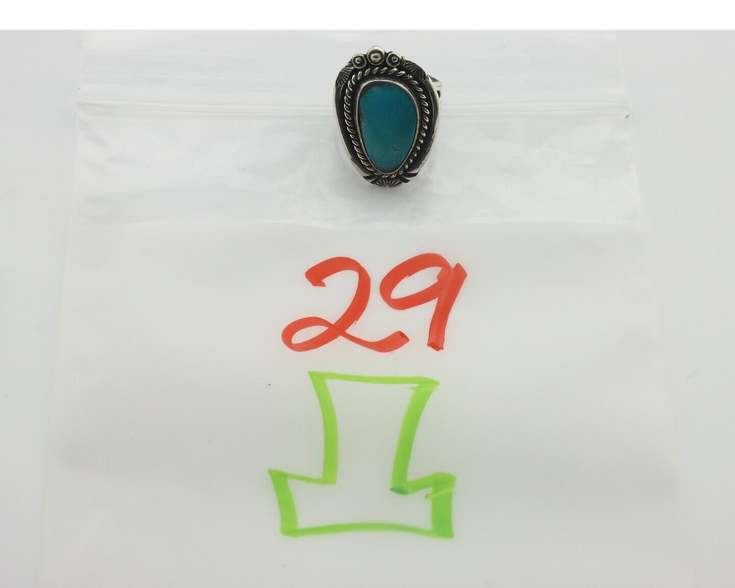 Navajo Ring .925 Silver Natural Blue Turquoise Native American Artist C.80's