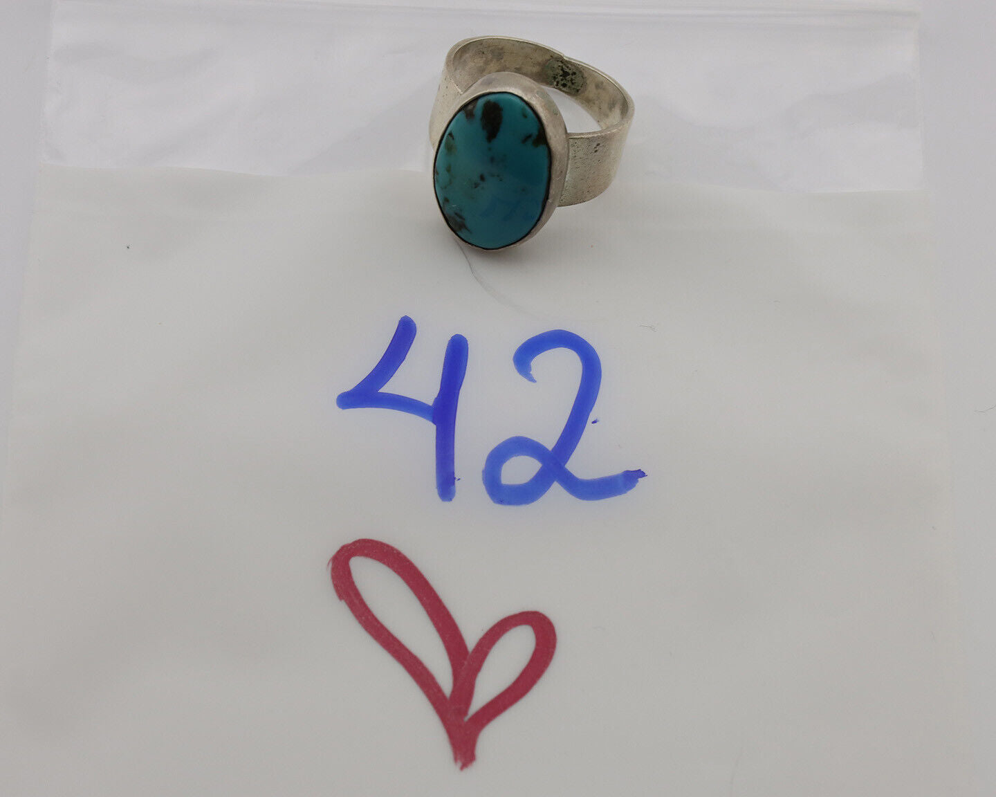 Navajo Ring .925 Silver Sleeping Beauty Turquoise Artist Signed C Montoya C.80's
