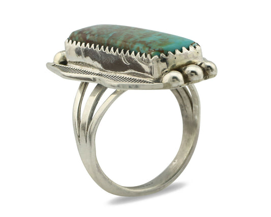 Navajo Ring .925 Silver Natural Aqua Turquoise Signed Apache C.80's