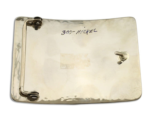 Navajo Belt Buckle .999 Nickel Handmade Hand Stamped Native American Artist C80s