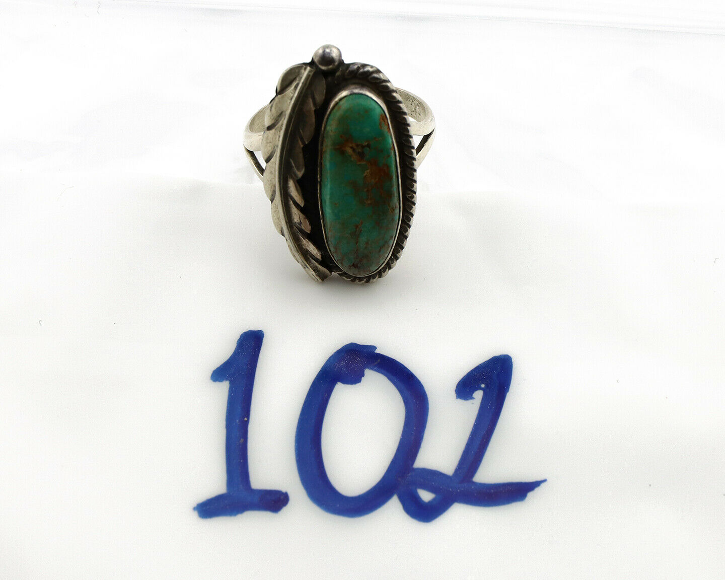 Navajo Ring .925 Silver Arizona Turquoise Signed Apache Manufacturing C80s