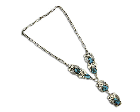 Women's Navajo Turquoise Necklace .925 Silver Handmade C.1980's