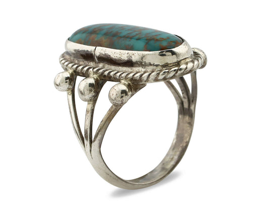Navajo Ring .925 Silver Blue Southwest Turquoise Native American Artist C80s