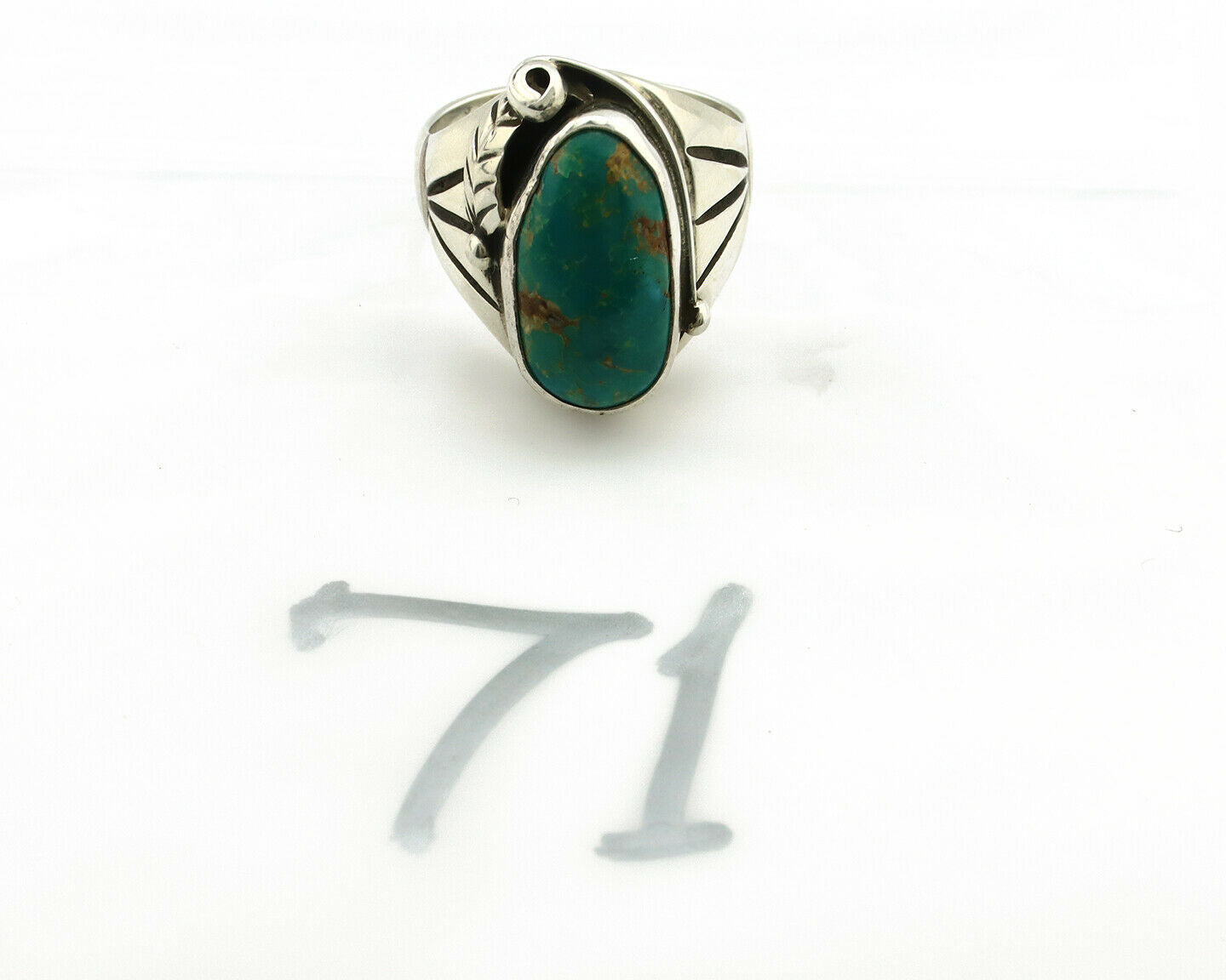 Navajo Ring .925 Silver Green Southwest Turquoise Native Artist C.80's