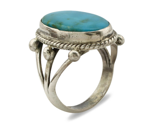 Navajo Ring .925 Silver Blue Southwest Turquoise Native American Artist C80s