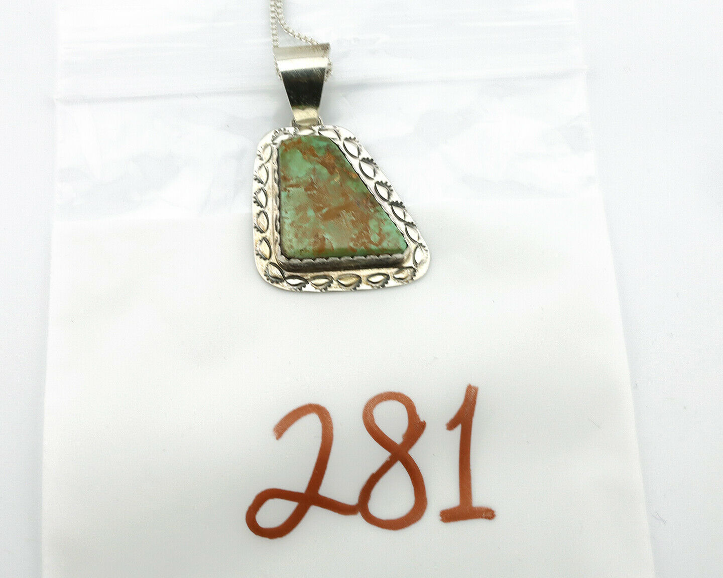 Navajo Pendant .925 Silver Blue Green Turquoise Native Artist C.80's