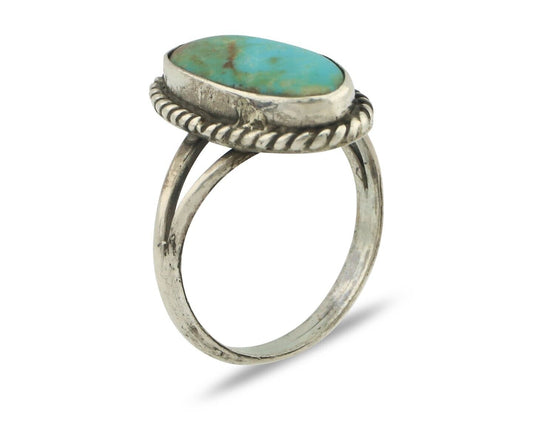 Navajo Ring 925 Silver Natural Blue Kingman Turquoise Native Artist C.80's