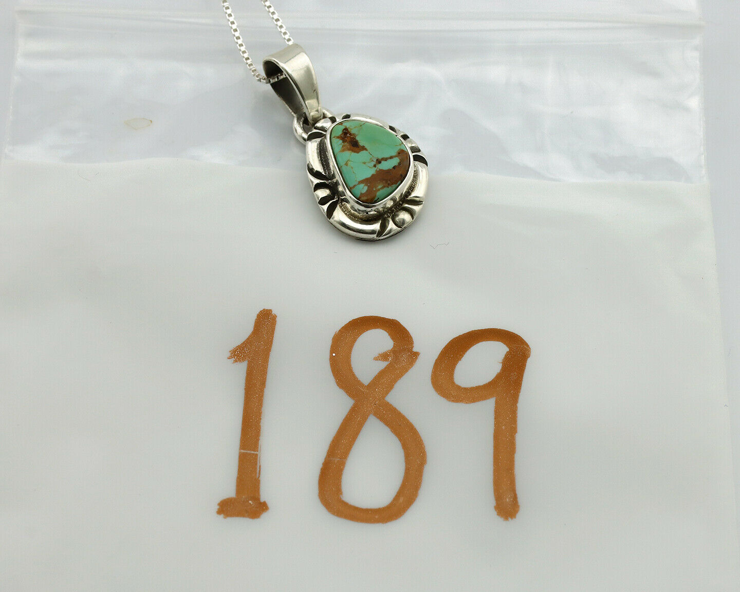 Navajo Necklace .925 Silver Kingman Turquoise Signed Gecko C.1980's