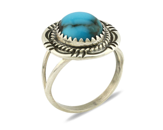 Navajo Ring .925 Silver Blue Southwest Turquoise Native Artist C.1980's