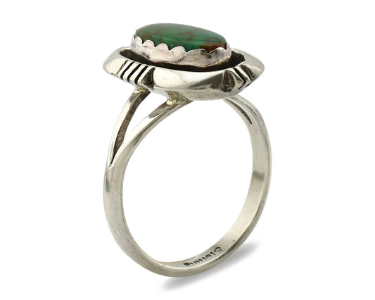 Navajo Ring .925 Silver Kingman Turquoise Handmade Native American Artist C.80's