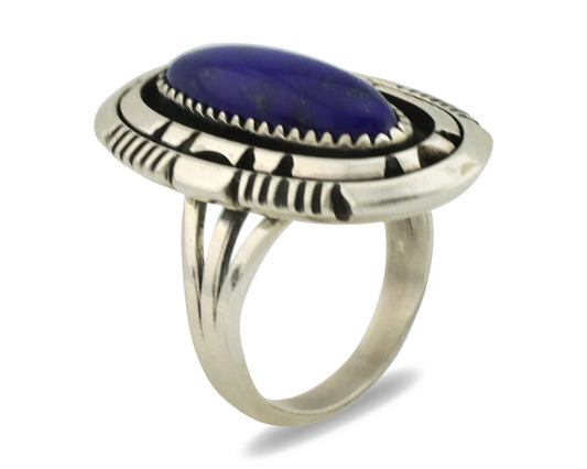 Navajo Ring 925 Silver Natural Lapis Lazuli Artist Signed William Denetdale C80s