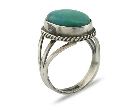 Navajo Handmade Ring .925 Silver Kingman Turquoise Native Artist C.80's