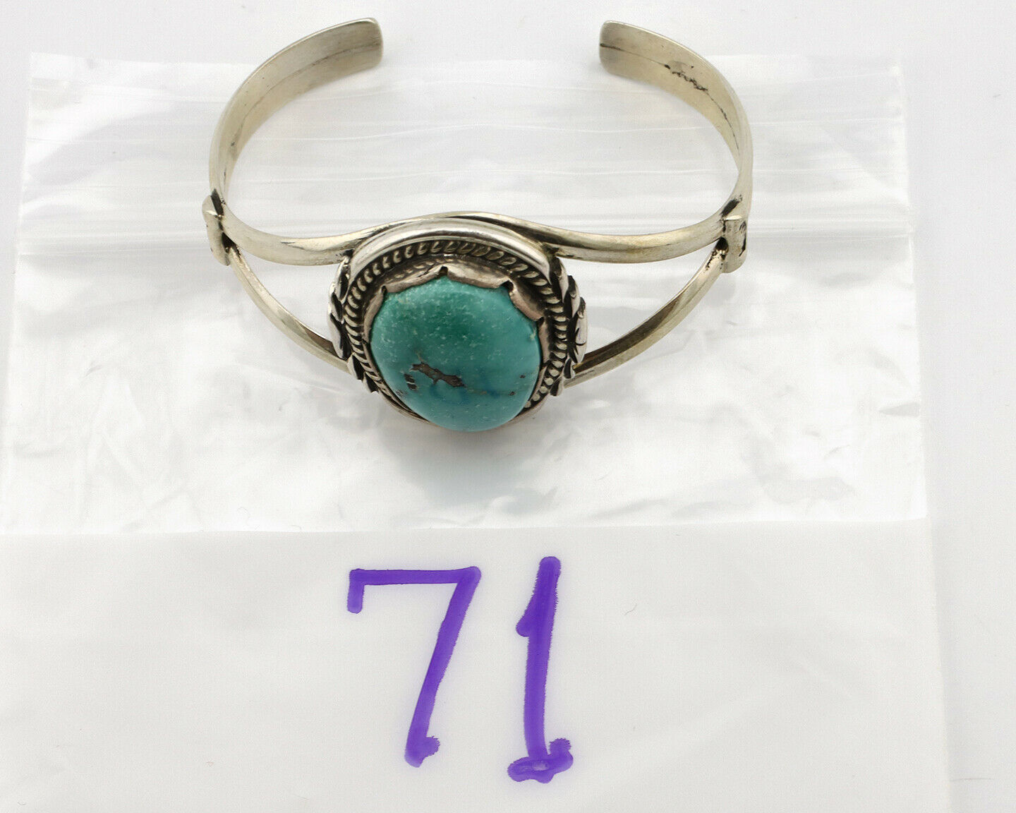 Navajo Bracelet .925 Silver Royston Turquoise Signed Apache Manufacturing C.80's