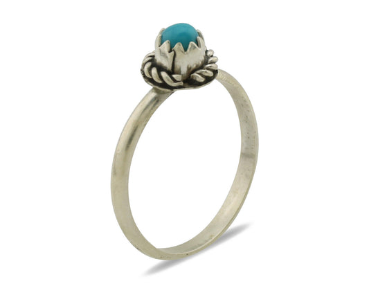 Navajo Ring .925 Silver Blue Turquoise Size 3.0 Native Artist C.1980s