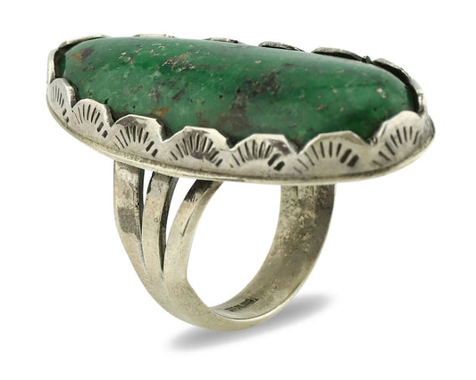 Navajo Ring .925 Silver Colorado Slab Turquoise Native American Artist C.1980's