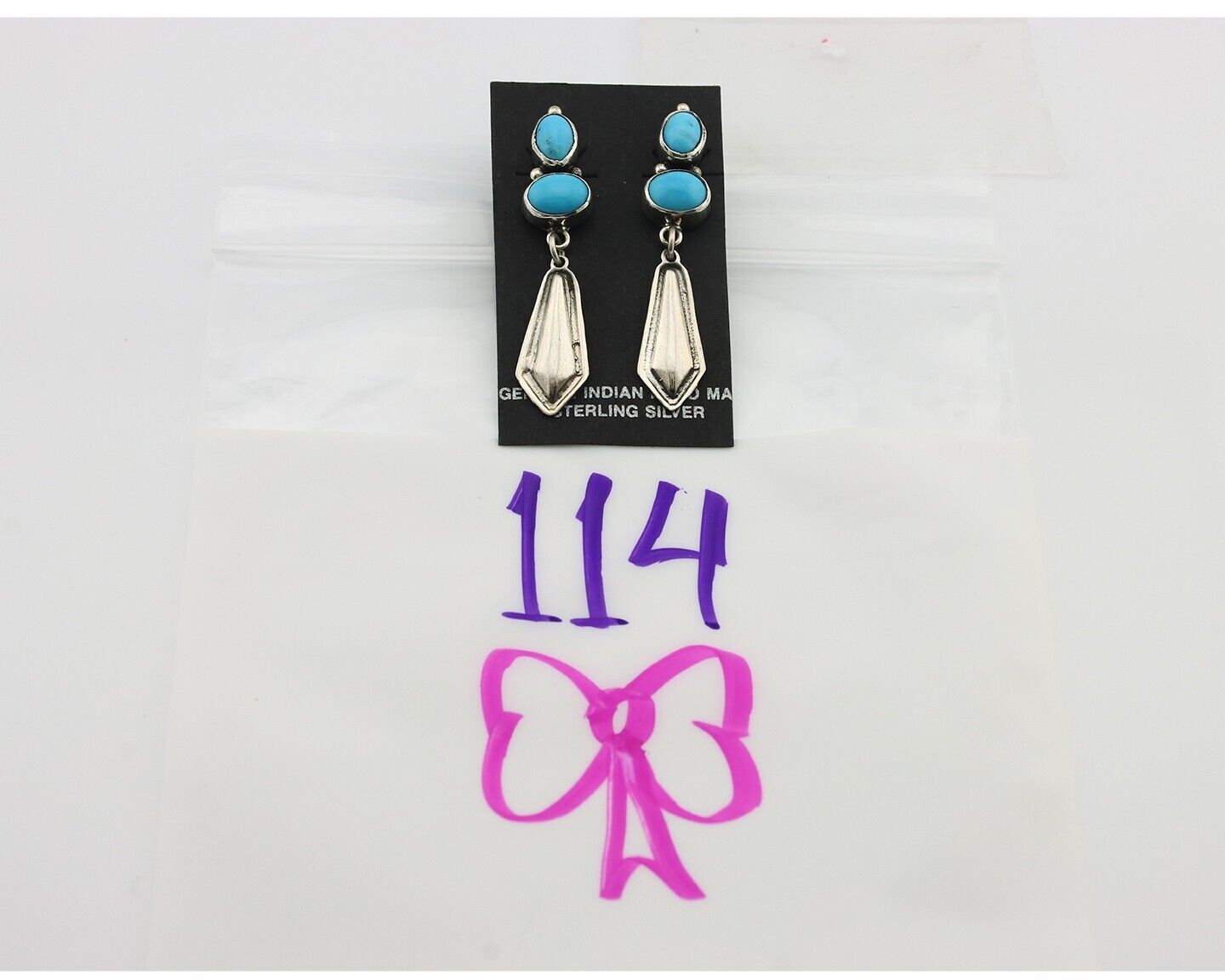 Navajo Earrings 925 Silver Natural Blue Turquoise Native American Earrings C80's