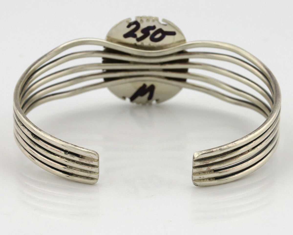 Navajo Bracelet .925 Silver Natural Pink Mussel Signed Hyson Craig C.90's
