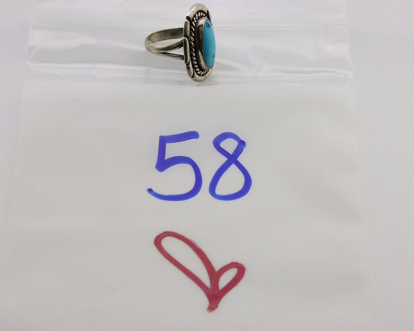 Navajo Ring .925 Silver Sleeping Beauty Turquoise Artist Signed M Montoya C.80's