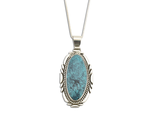 Navajo Necklace 925 Silver Blue Spiderweb Turquoise Native Artist Signed C.80's