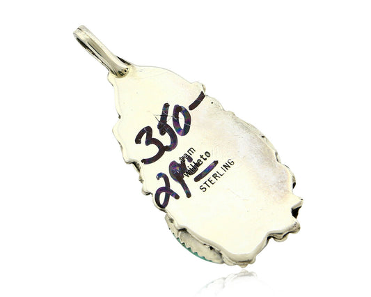 Navajo Pendant .925 Silver Kings Manassas Turquoise Signed Tom Willeto C.80's