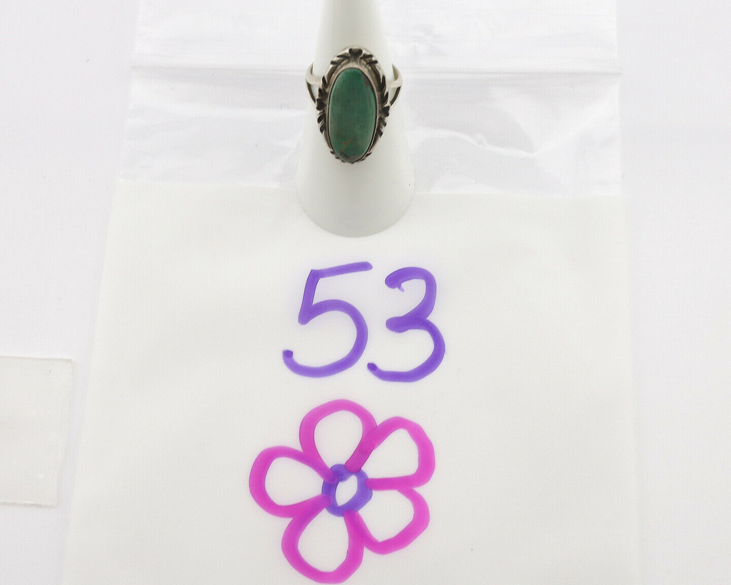 Navajo Ring .925 Silver Natural Mined Turquoise Native Artist Signed C.80's