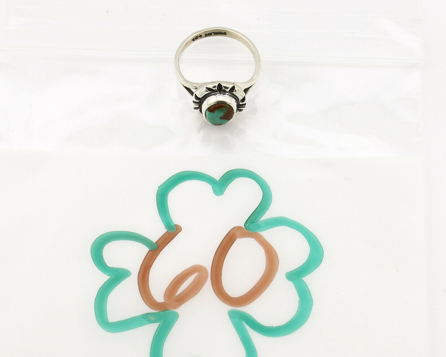 Navajo Ring .925 Silver Kingman Turquoise Artist Signed Gecko C.90's