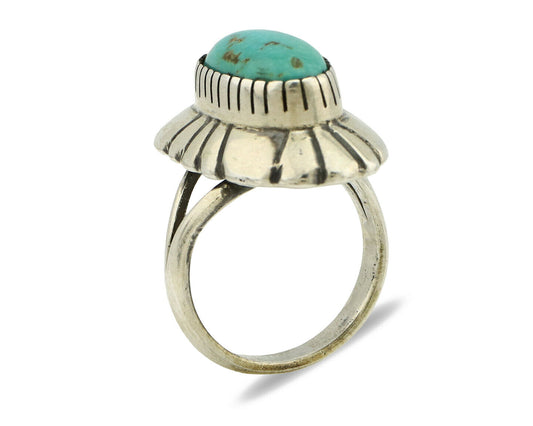 Navajo Ring .925 Silver Arizona Turquoise Signed M Montoya C.80's