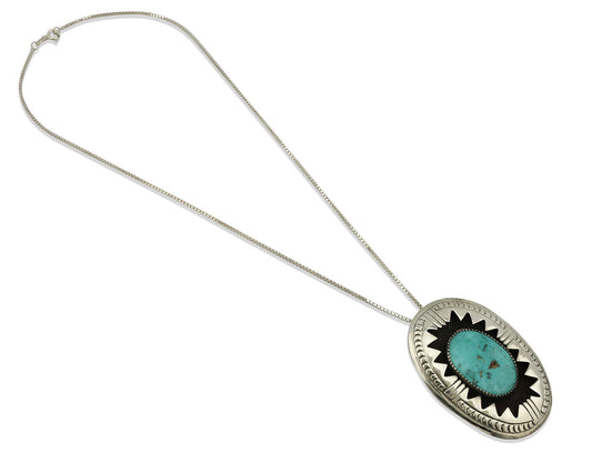 Navajo Pendant .925 Silver Blue Turquoise Native American C.80's