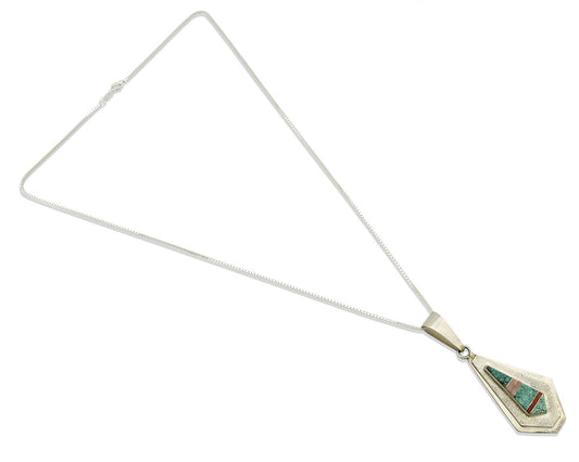 Navajo Necklace .925 Silver Spiderweb Turquoise Signed FIJ C.80's