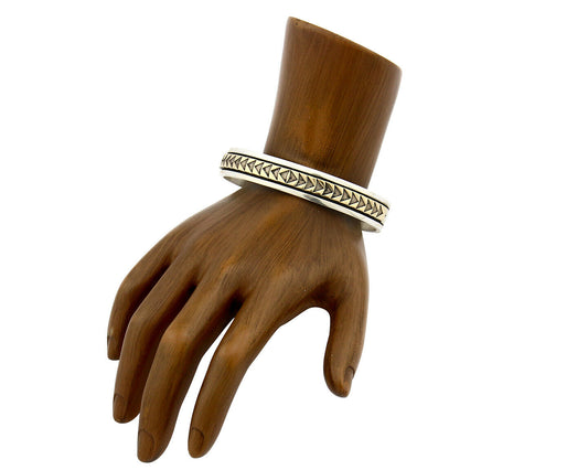 Navajo Bracelet .925 Silver SOLID 14k Yellow Gold Signed MM Rogers & AS C80-90s