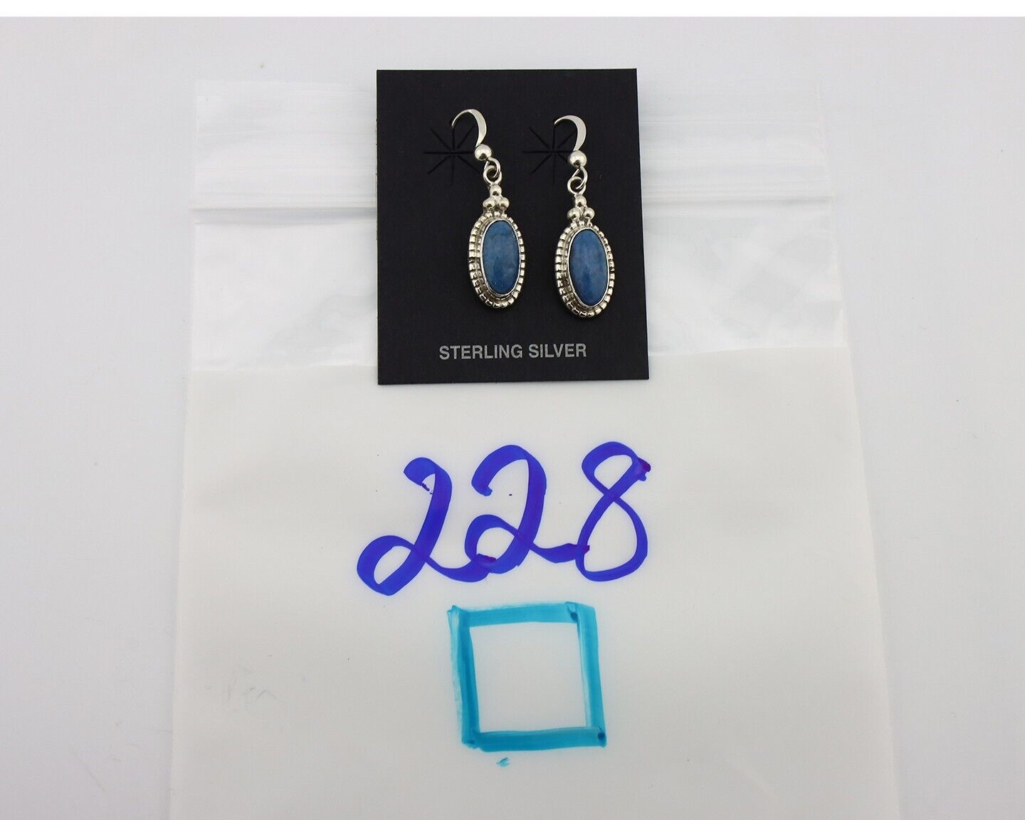 Navajo Earrings 925 Silver Natural Royal Blue Lapis Native American Artist C90s