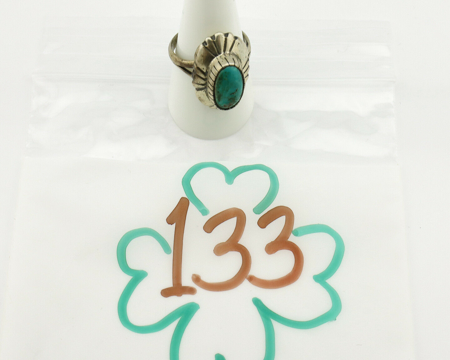 Navajo Ring .925 Silver Green Turquoise Signed M Montoya C.80's