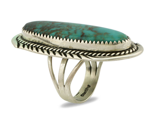 Navajo Ring .925 Silver Turquoise Mountain Artist Talhat C.80's