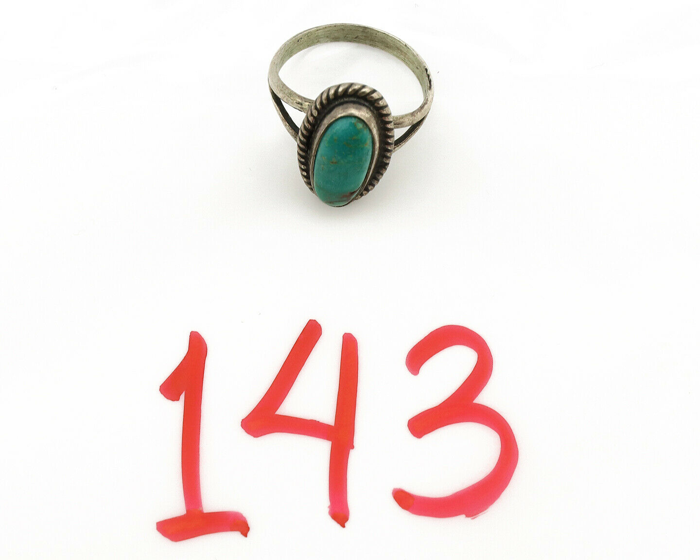 Navajo Ring .925 Silver Kingman Turquoise Native American Artist C.1980's