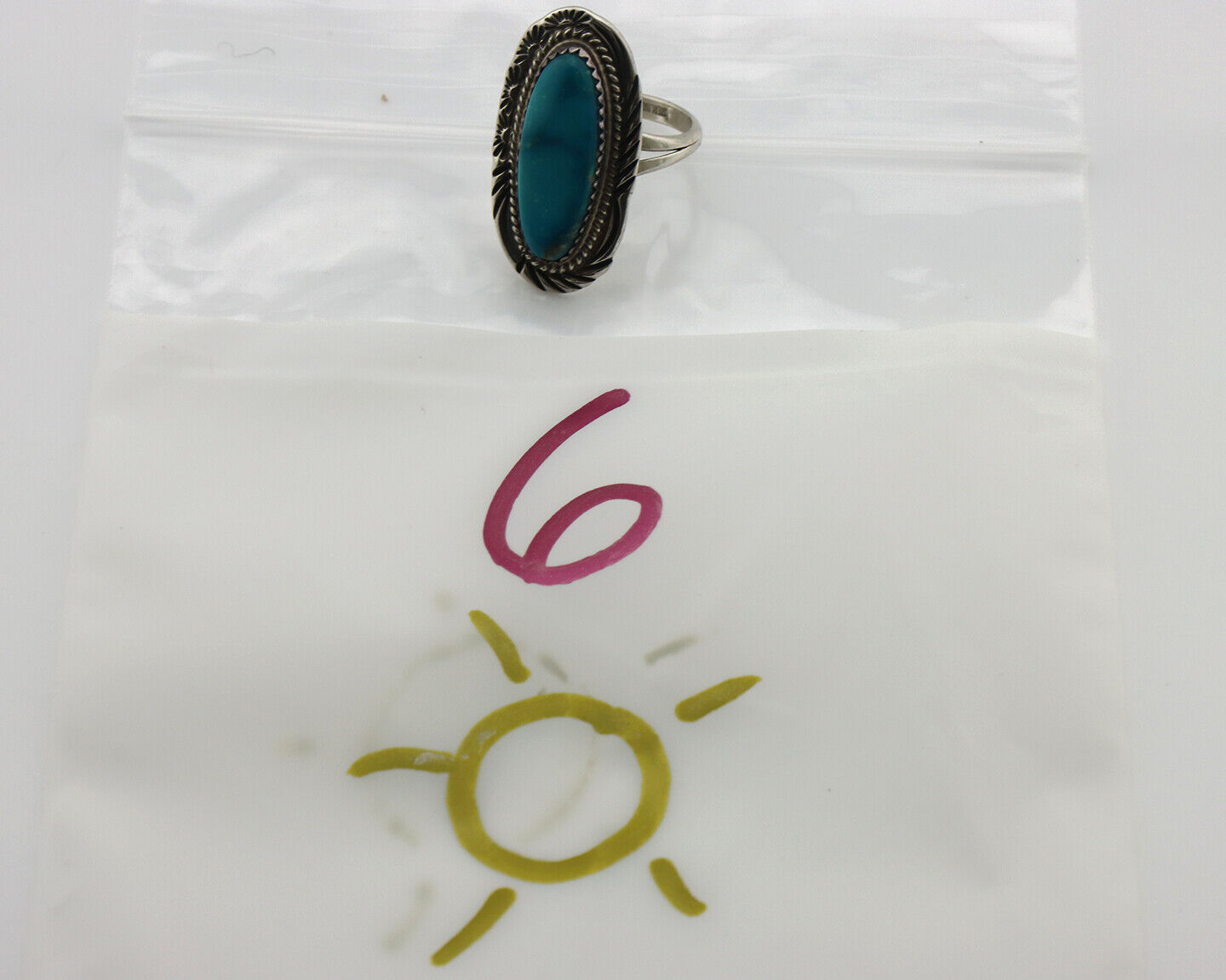Navajo Ring 925 Silver Natural Blue Turquoise Native American Artist C.1980's
