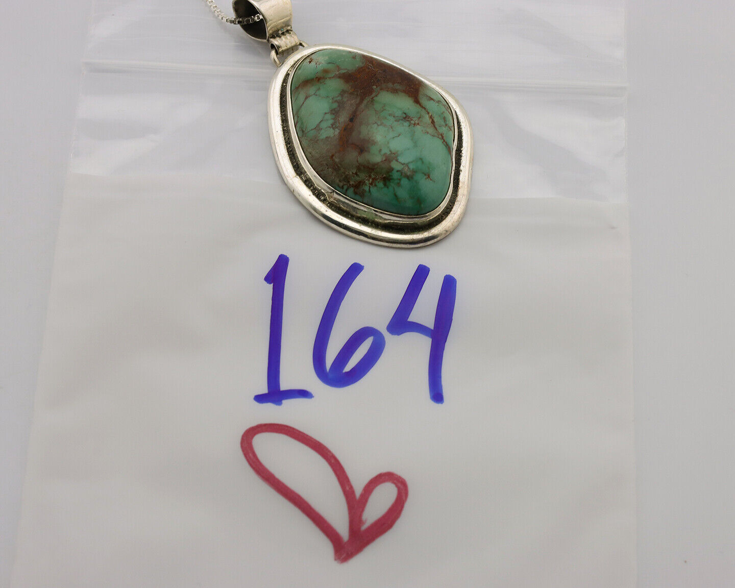 Navajo Necklace .925 Silver Kingman Turquoise Signed Native C.1980's