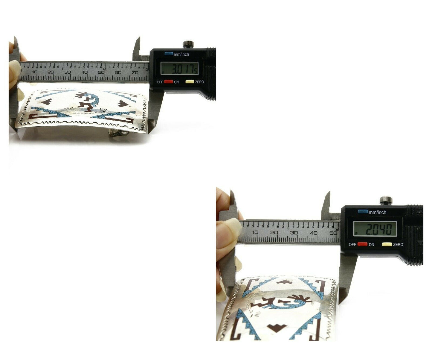 Navajo Belt Buckle .925 Silver Turquoise Coral Artist HB C.80's