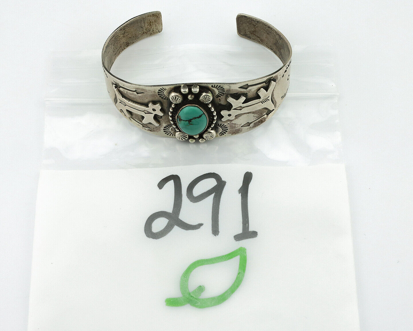 Women's Navajo .925 Silver Natural Turquoise Artist Signed GR C.80's