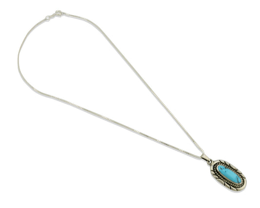 Navajo Necklace 925 Silver Sleeping Beauty Turquoise Signed M Montoya C.80's