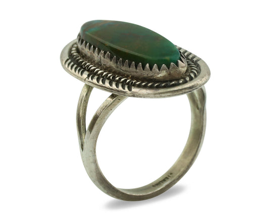 Navajo Ring .925 Silver Nevada Turquoise Signed M Begay C.1980's