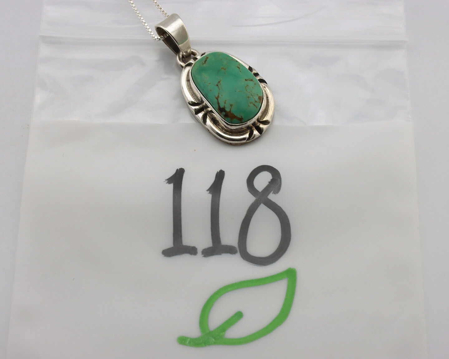 Navajo Necklace 925 Silver Kingman Turquoise Artist Signed Gecko C.80's