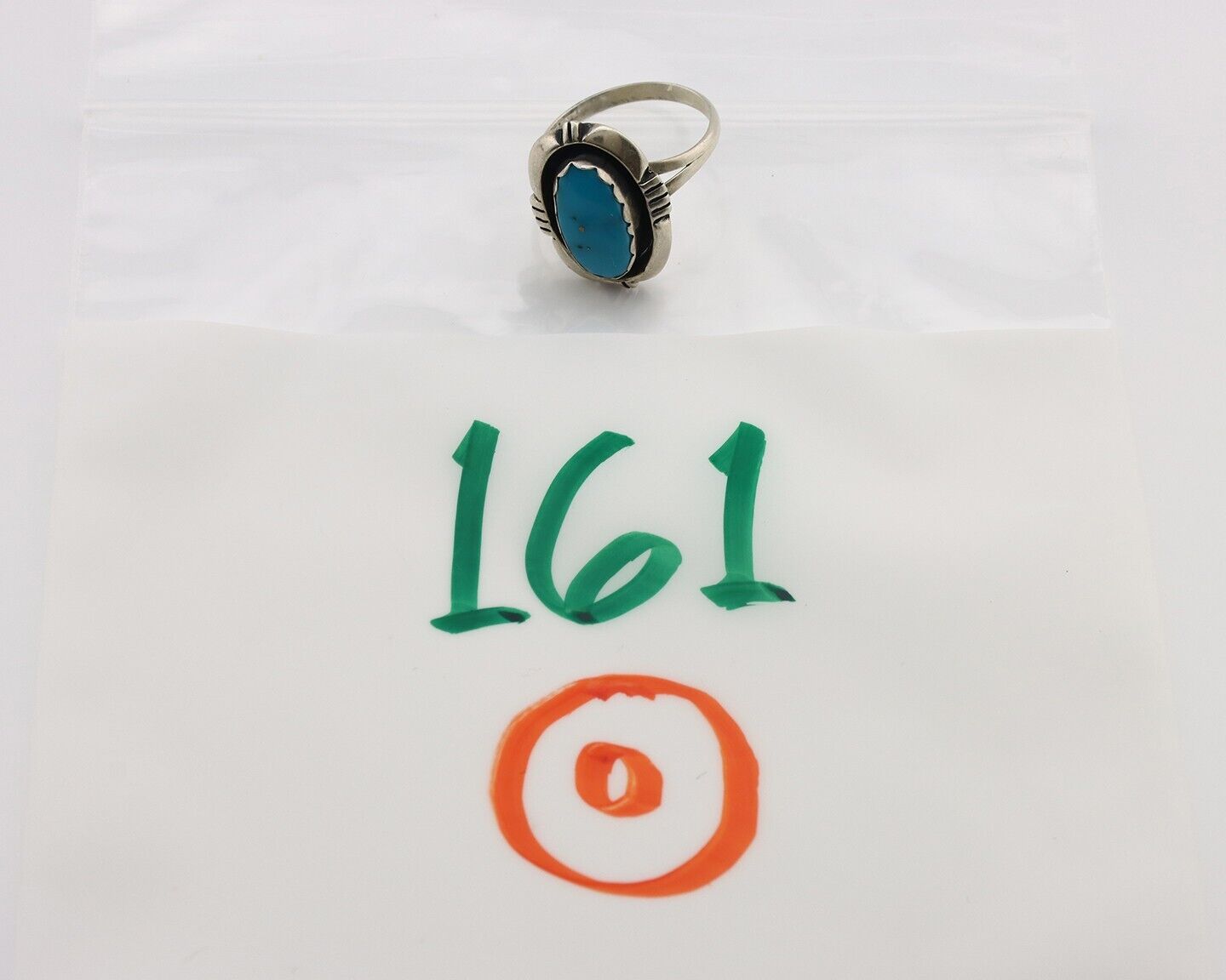 Navajo Ring 925 Silver Blue Gem Turquoise Native American Artist C.80's