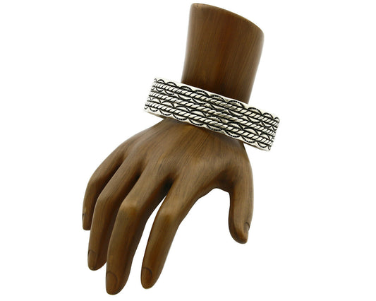 Women's Navajo Bracelet .925 Silver Handmade Cuff Signed Montoya C.1980's
