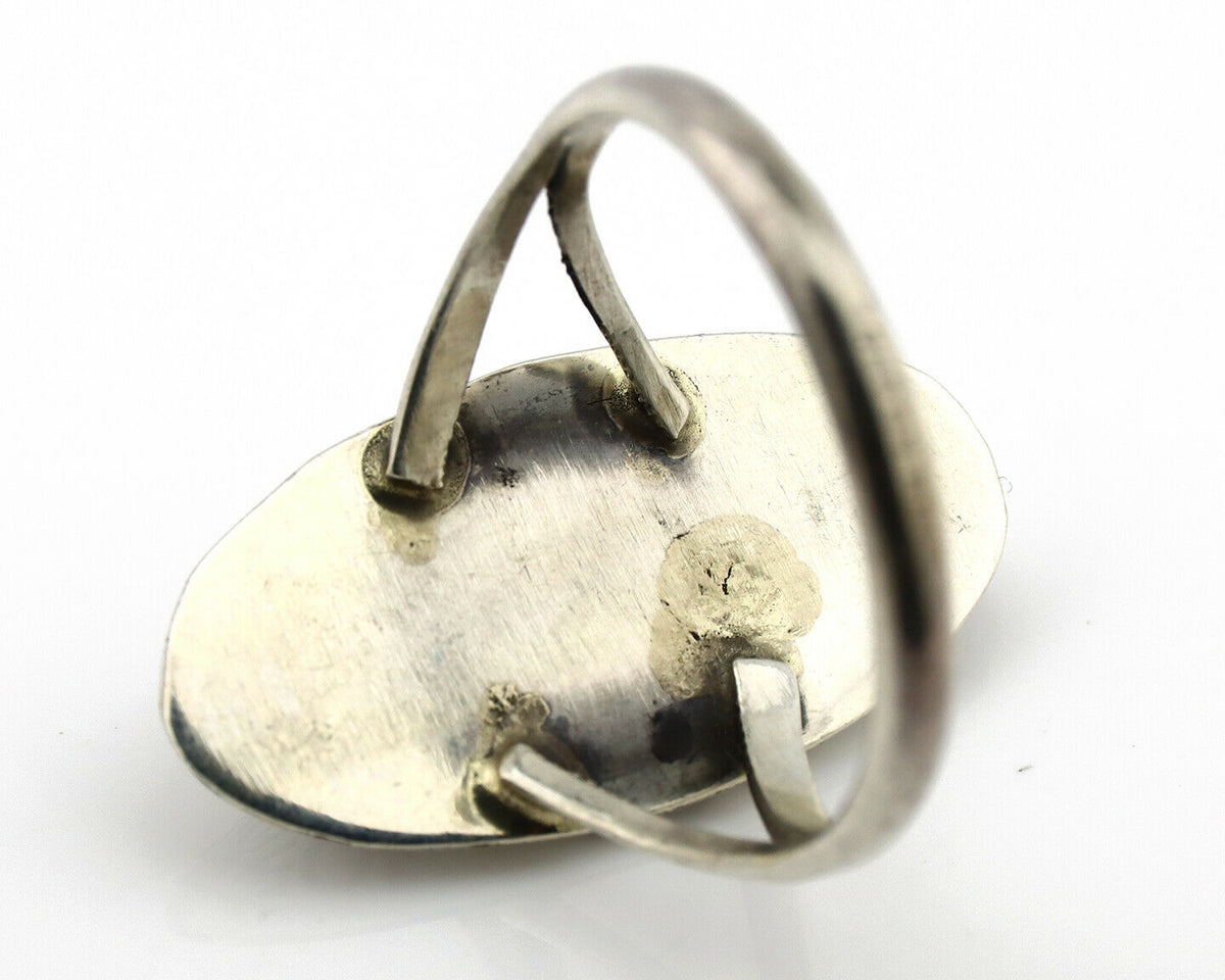 Navajo Ring .925 Silver Sleeping Beauty Turquoise Artist Signed P C80s