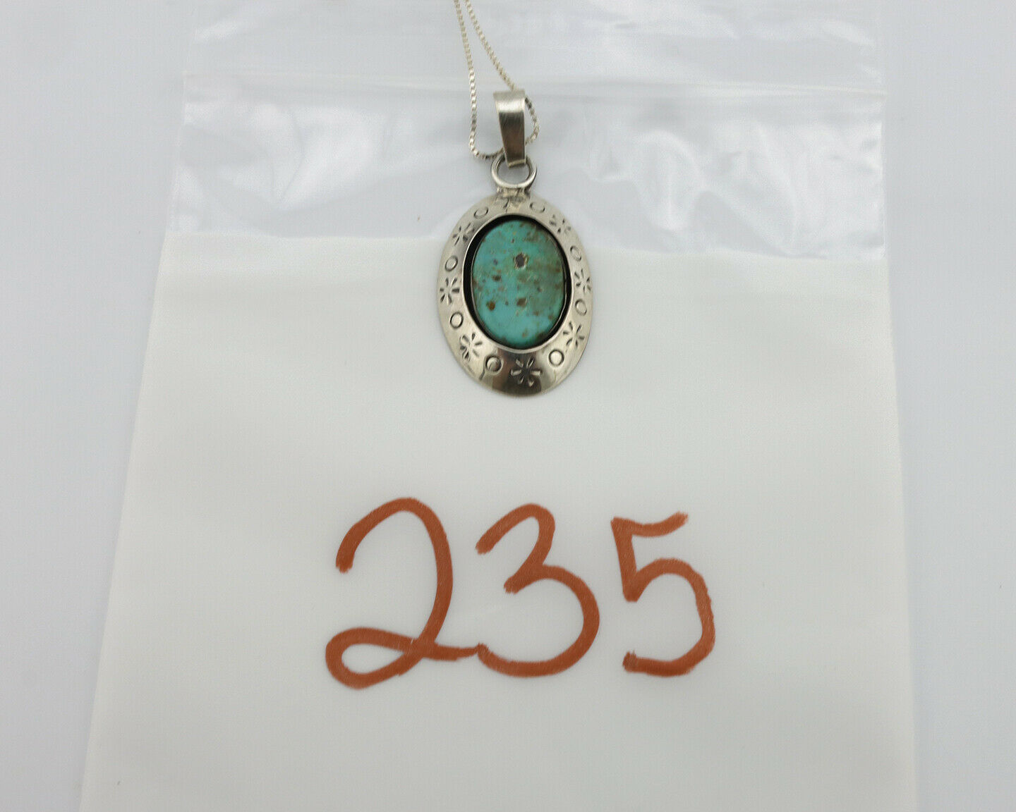 Navajo Pendant .925 Silver Kingman Turquoise Native American C.80's