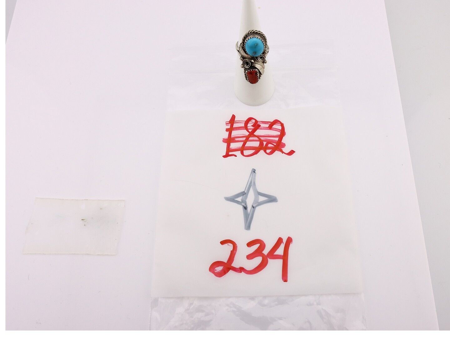 Navajo Ring 925 Silver Blue Turquiose & Coral Artist Signed Justin Morris C.80's